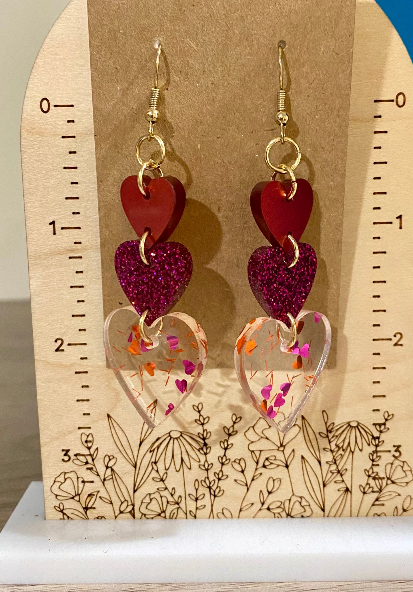 Magenta & Red Stacked Hearts