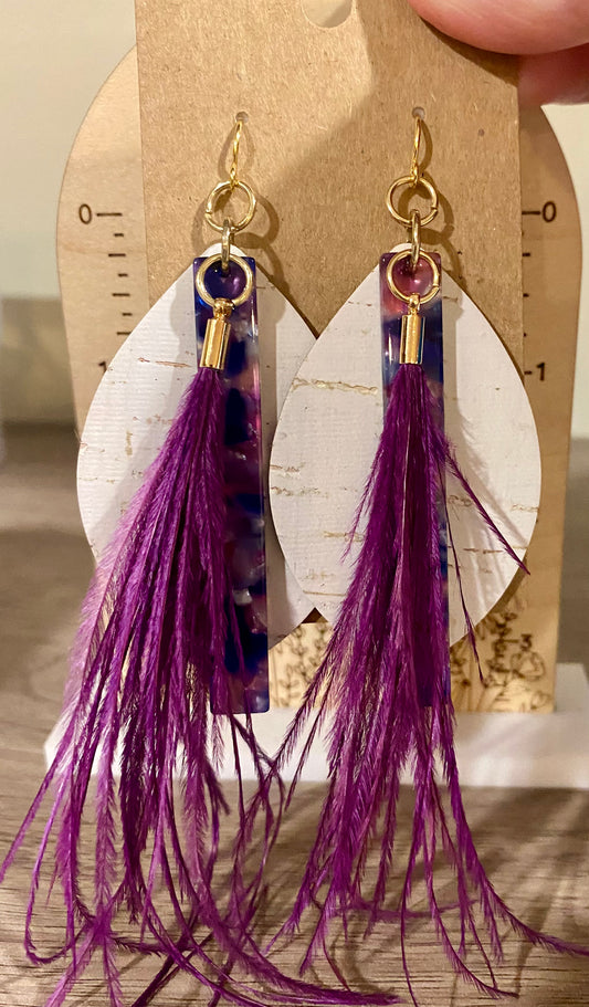 Mix Ostrich Feather Earrings