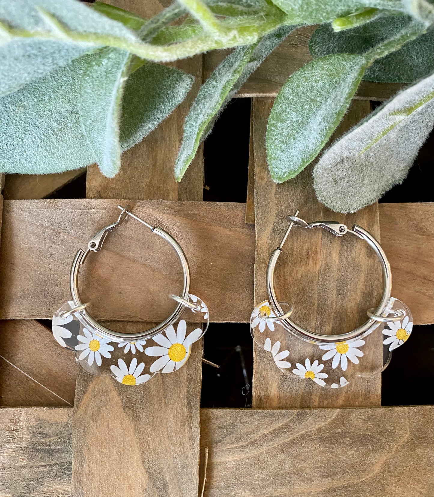 Clear Daisy Hoops