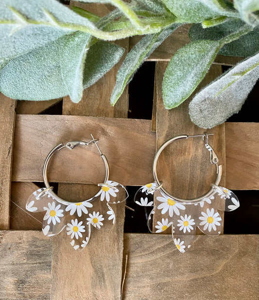 Clear Daisy Hoops