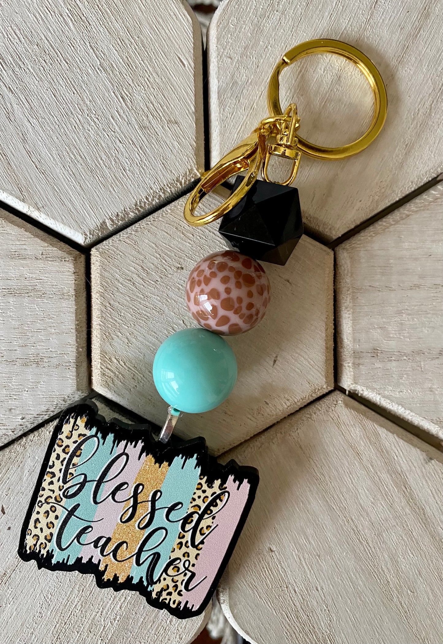 Leopard Blessed Teacher Keychain