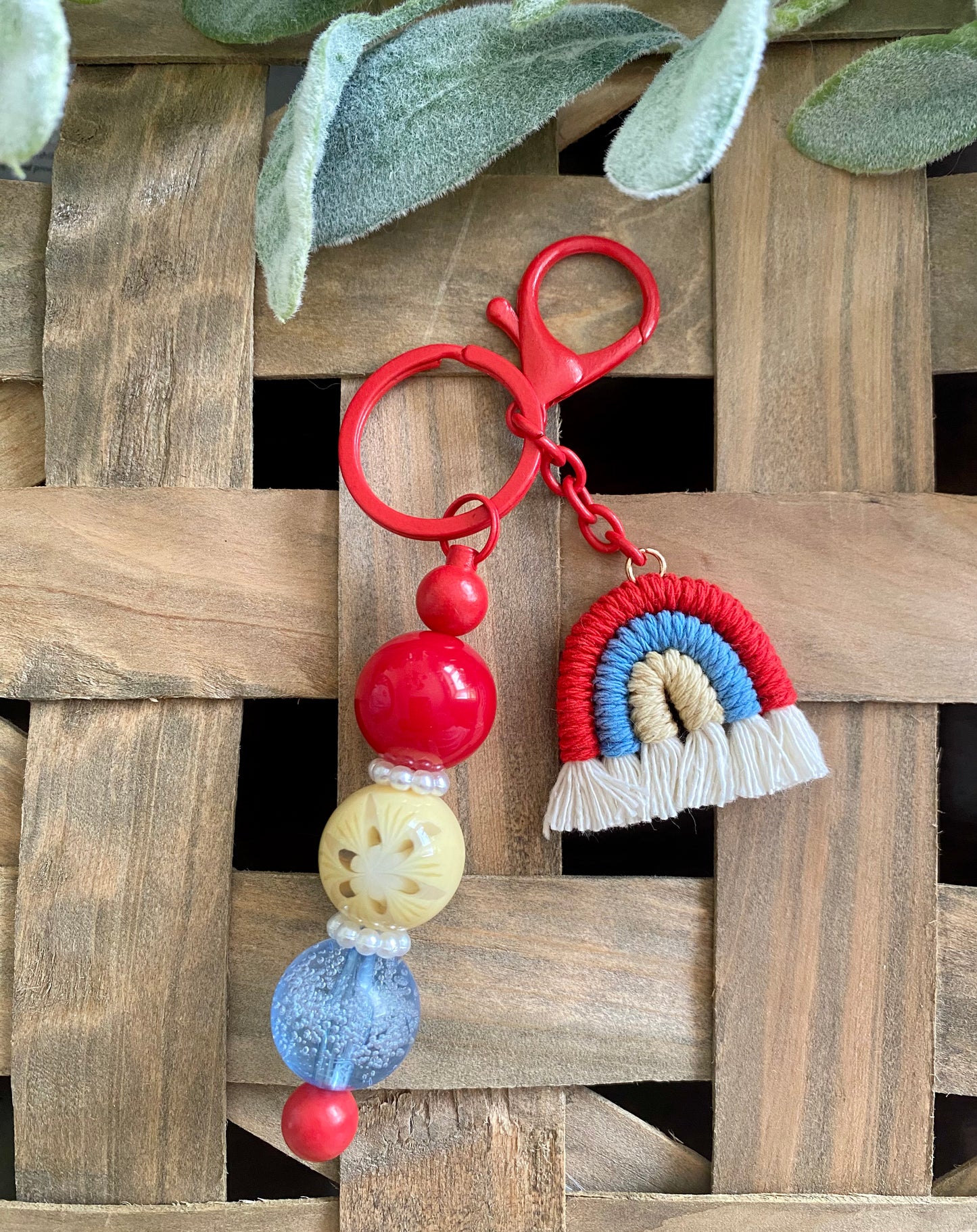 Macrame Boho Rainbow Keychain