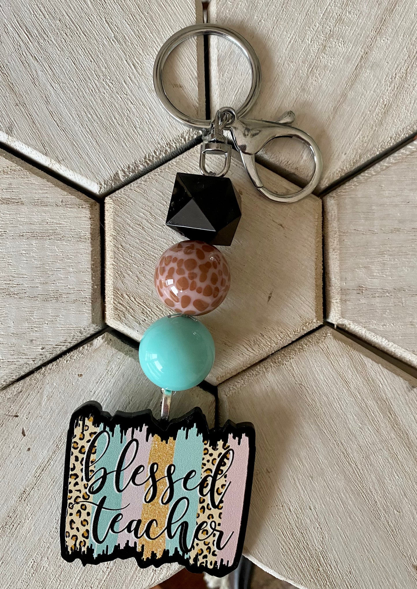 Leopard Blessed Teacher Keychain