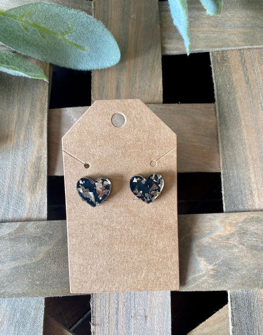 Glitter Heart Studs