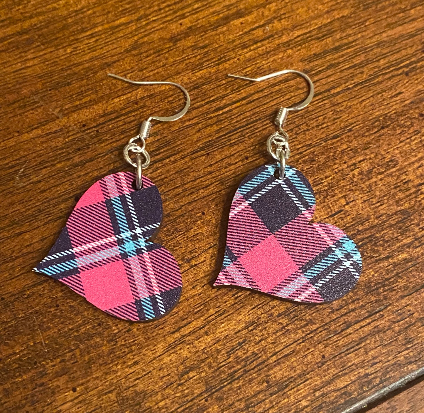 Plaid Heart Earrings