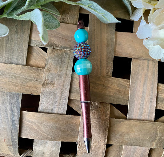 Brown Pen/Turquoise Beads