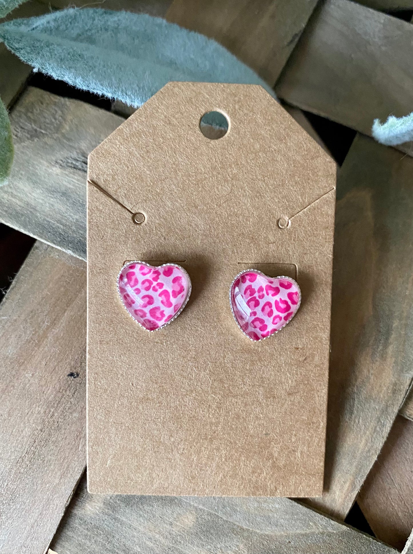 Printed Heart Studs