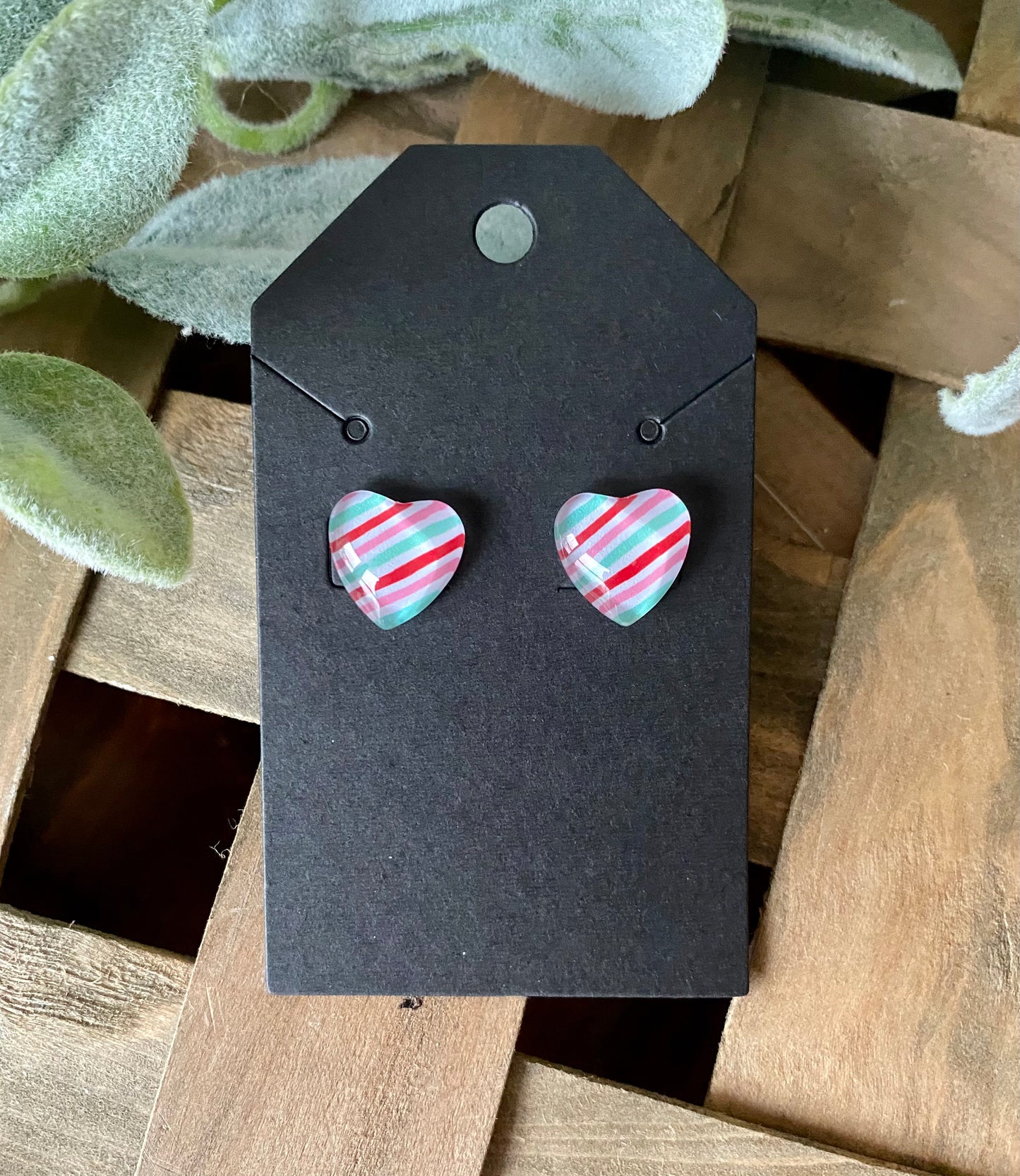 Printed Heart Studs