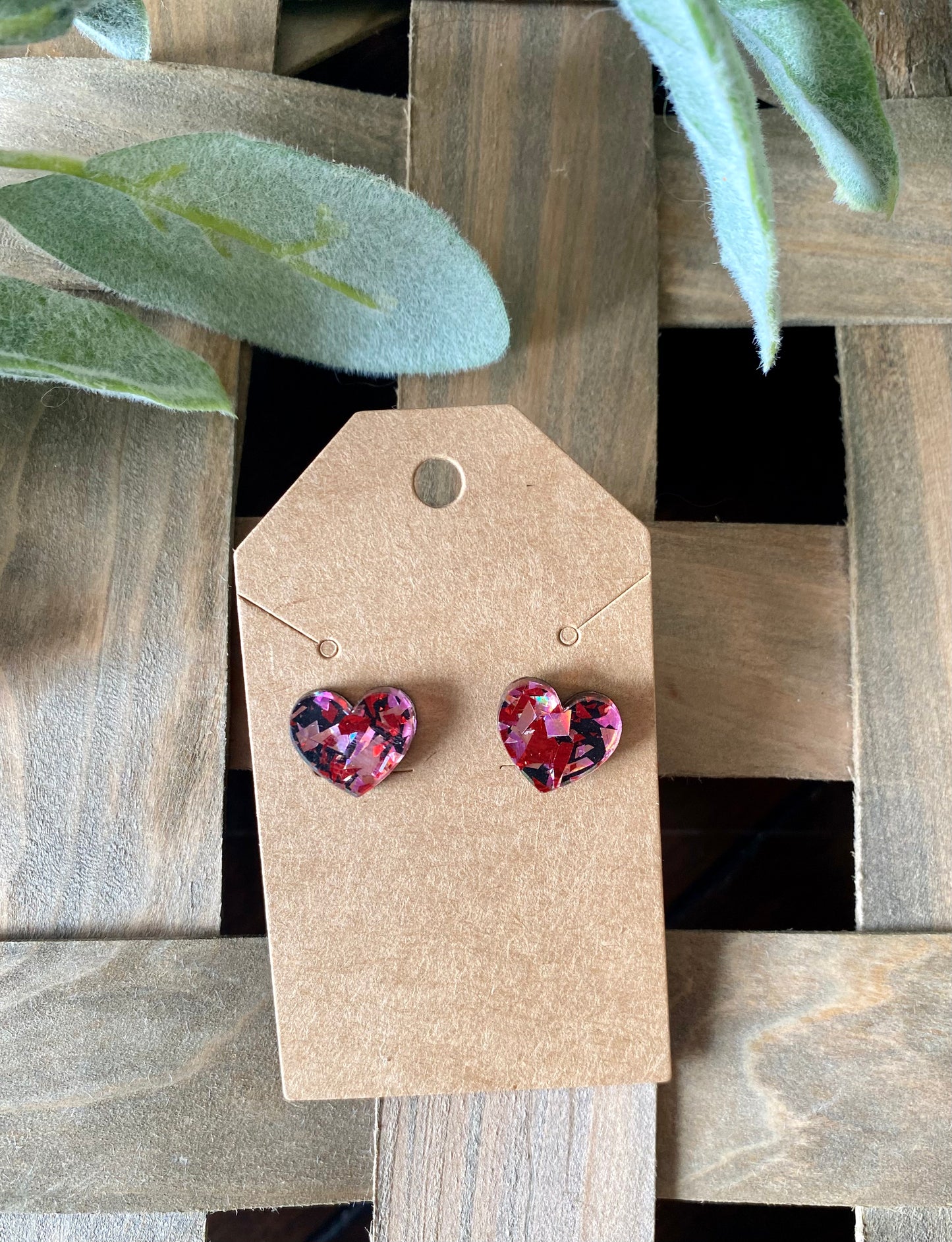 Glitter Heart Studs