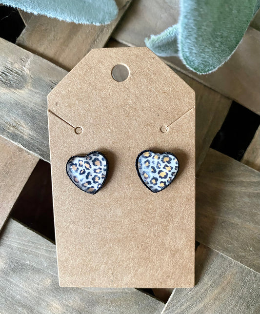 Printed Heart Studs