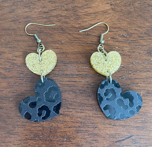 Black Leopard Hearts/Gold Heart