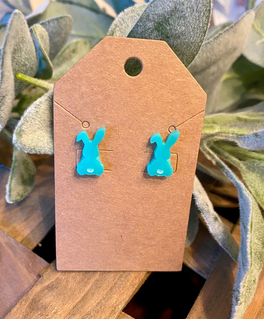 Teal Bunny Studs